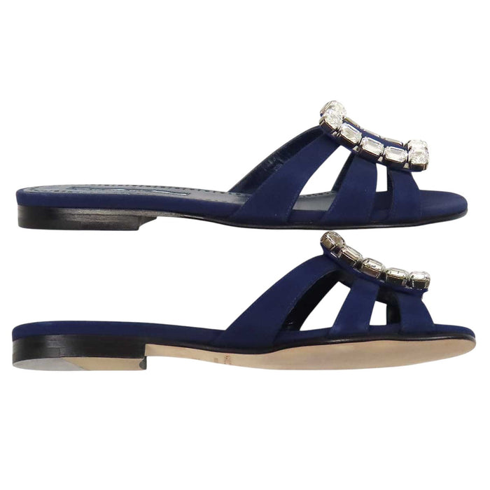 MANOLO BLAHNIK 
ビジュー バックル 
ILUNAFLAT イルナ フラット ミュール