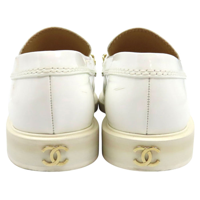 CHANEL  
COCO CC Logo Chain Leather Gold-Colored Metal  
Coco Mark Loafers