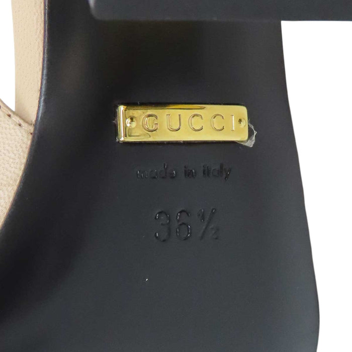 GUCCI 
アリア スリングバック レザー ゴールドカラー金具 
ホースビット ハイヒール パンプス