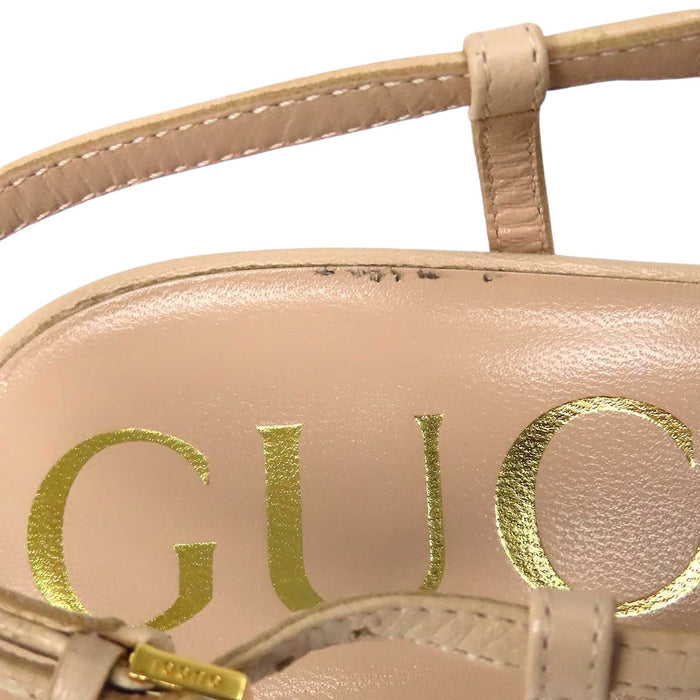 GUCCI 
アリア スリングバック レザー ゴールドカラー金具 
ホースビット ハイヒール パンプス