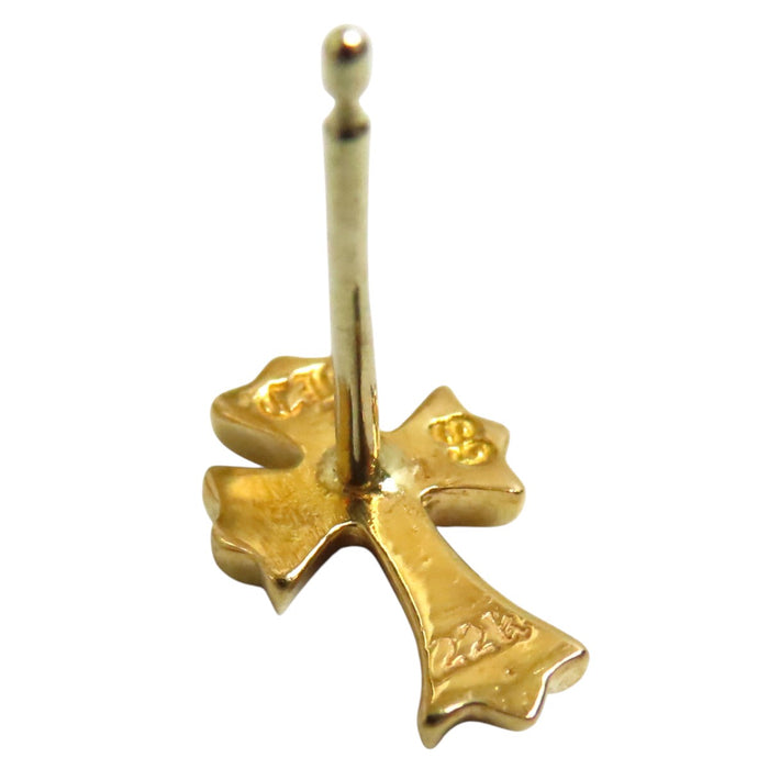 CHROME HEARTS  
CH CRS 2 FAT P DIA 黃金 單耳用  
CH十字 加粗 鑽石 耳釘 22K