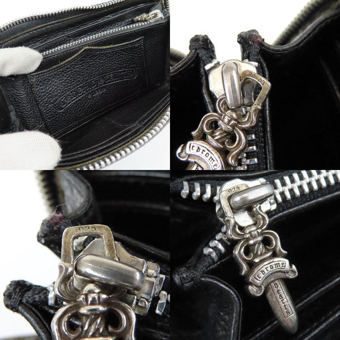 CHROME HEARTS  
Dagger Zip CH Plus Argento Pelle  
REC F ZIP Zero Pyramid Borchie Portafoglio con Zip Rotonda