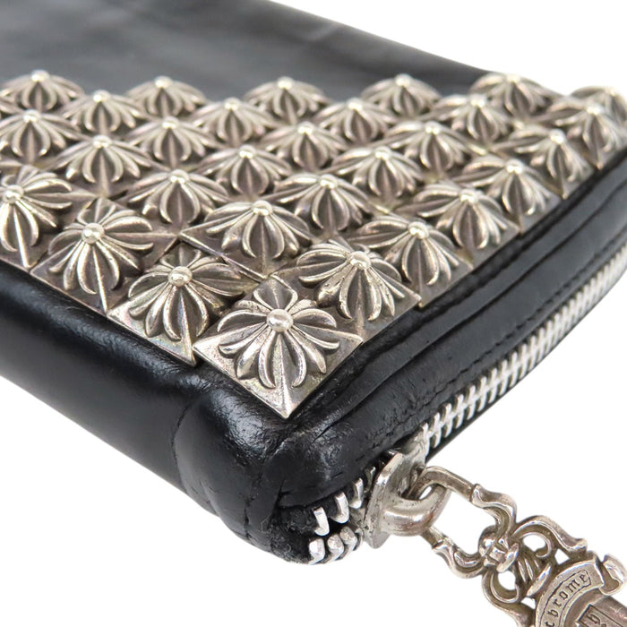 CHROME HEARTS  
Dagger Zip CH Plus Argento Pelle  
REC F ZIP Zero Pyramid Borchie Portafoglio con Zip Rotonda