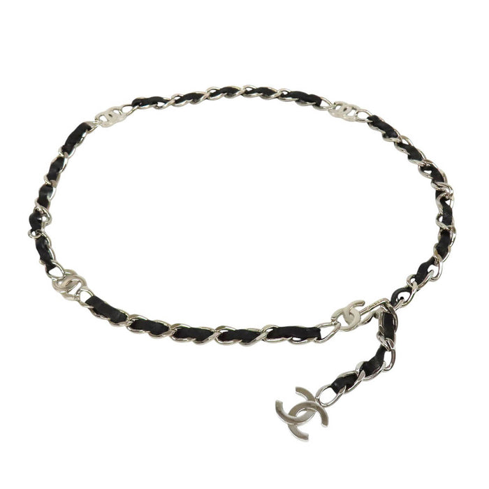 CHANEL 98P COCO CC Logo Vintage Leather Coco Mark Chain Belt