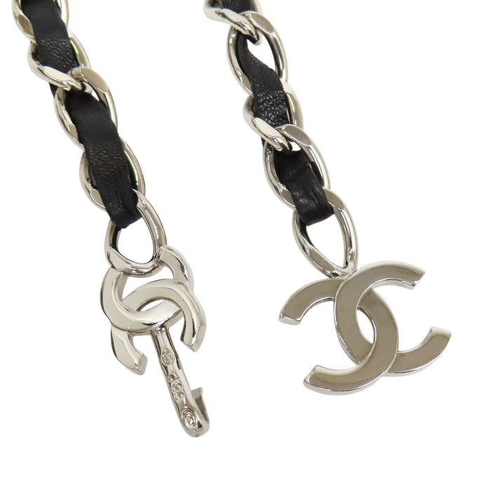 CHANEL 98P COCO CC Logo Vintage Leather Coco Mark Chain Belt