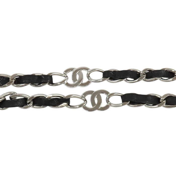 CHANEL 98P COCO CC Logo Vintage Leather Coco Mark Chain Belt