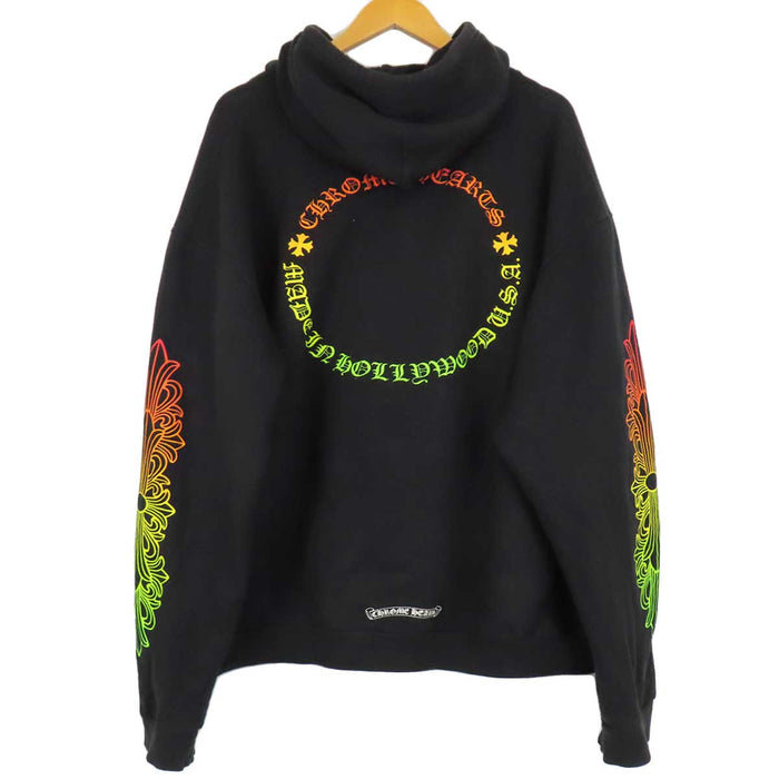 CHROME HEARTS 
CH Back Grad Circle Logo Hoodie ダガー スクロールラベル 
フローラル グラデーション ジップアップ パーカー