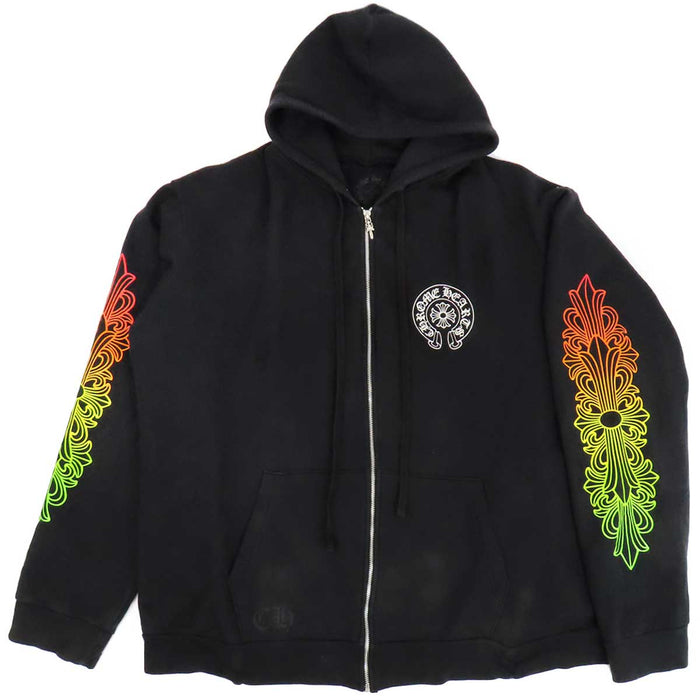 CHROME HEARTS 
CH Back Grad Circle Logo Hoodie ダガー スクロールラベル 
フローラル グラデーション ジップアップ パーカー