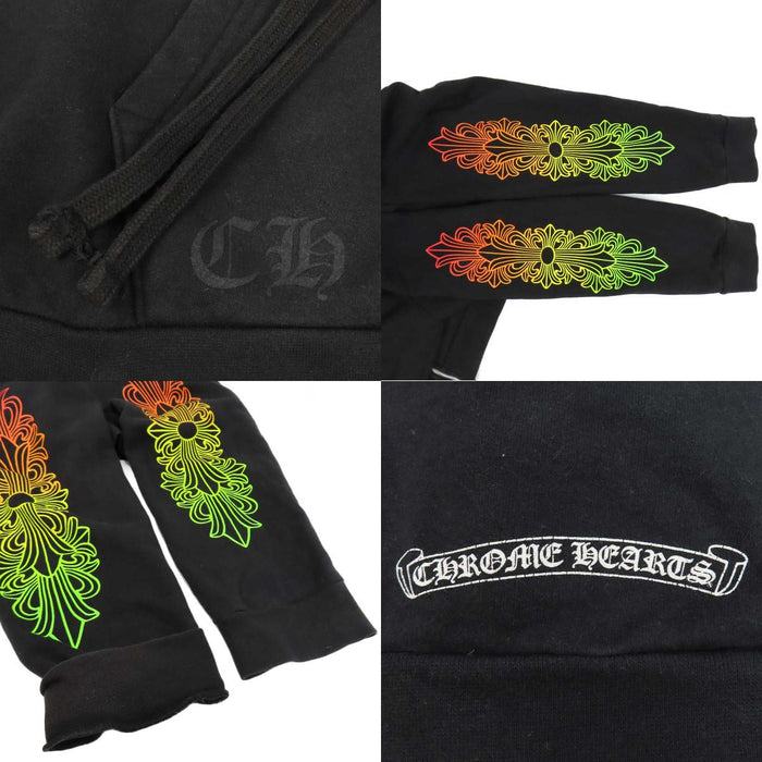 CHROME HEARTS 
CH Back Grad Circle Logo Hoodie ダガー スクロールラベル 
フローラル グラデーション ジップアップ パーカー