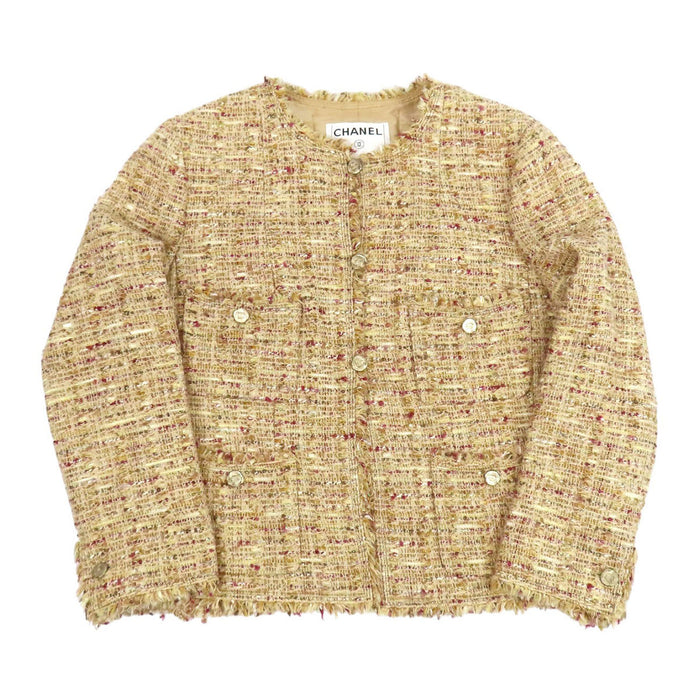CHANEL  
COCO CC Coco Button Fringe 06P  
Coco Mark Tweed Collarless Jacket
