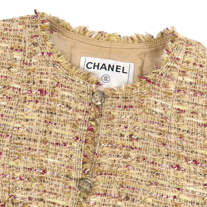 CHANEL  
COCO CC Coco Button Fringe 06P  
Coco Mark Tweed Collarless Jacket