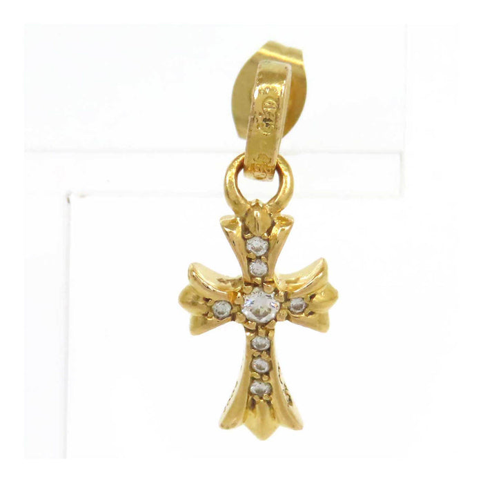 CHROME HEARTS 
CH クロス BBY F PPRCHN P D パヴェ 片耳用 イエローゴールド 2004年刻印 
ベイビーファット PAVE ダイヤ ピアス 22K