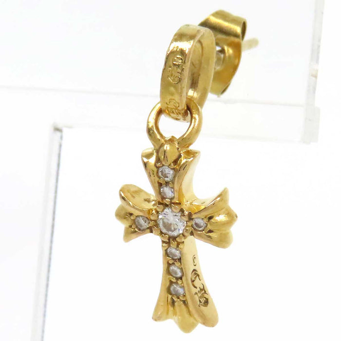 CHROME HEARTS 
CH クロス BBY F PPRCHN P D パヴェ 片耳用 イエローゴールド 2004年刻印 
ベイビーファット PAVE ダイヤ ピアス 22K