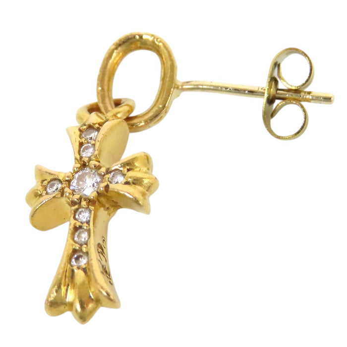 CHROME HEARTS 
CH クロス BBY F PPRCHN P D パヴェ 片耳用 イエローゴールド 2004年刻印 
ベイビーファット PAVE ダイヤ ピアス 22K