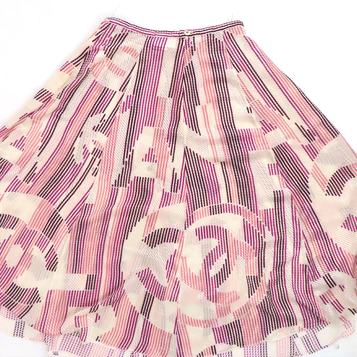 CHANEL COCO CC Coco Button Coco Mark Velour See-Through Skirt