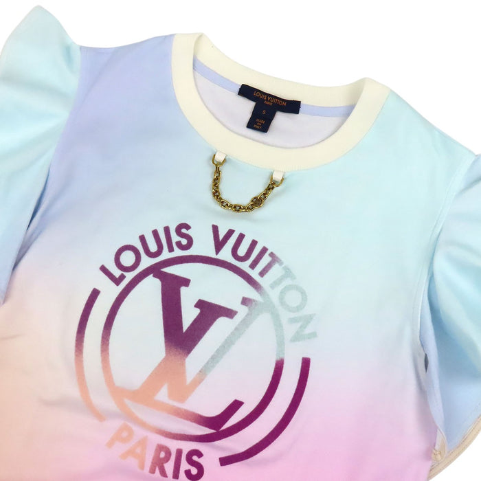 LOUIS VUITTON 
ロゴ チェーン フリル ゴールドカラー金具 
グラディエント LVサークル ショートスリーブ カットソー