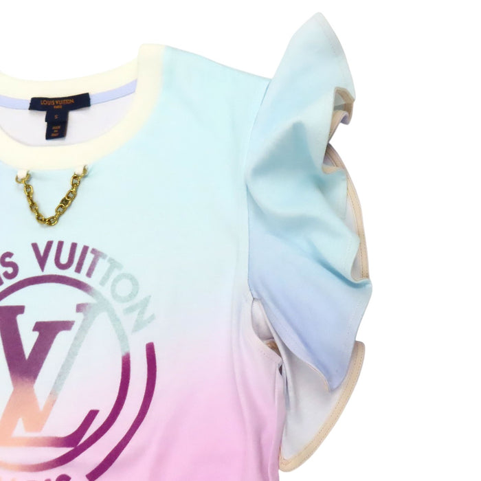 LOUIS VUITTON 
ロゴ チェーン フリル ゴールドカラー金具 
グラディエント LVサークル ショートスリーブ カットソー