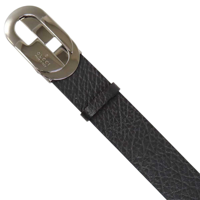 GUCCI 
ロゴ シルバーカラー金具 
Gバックル レザー ベルト