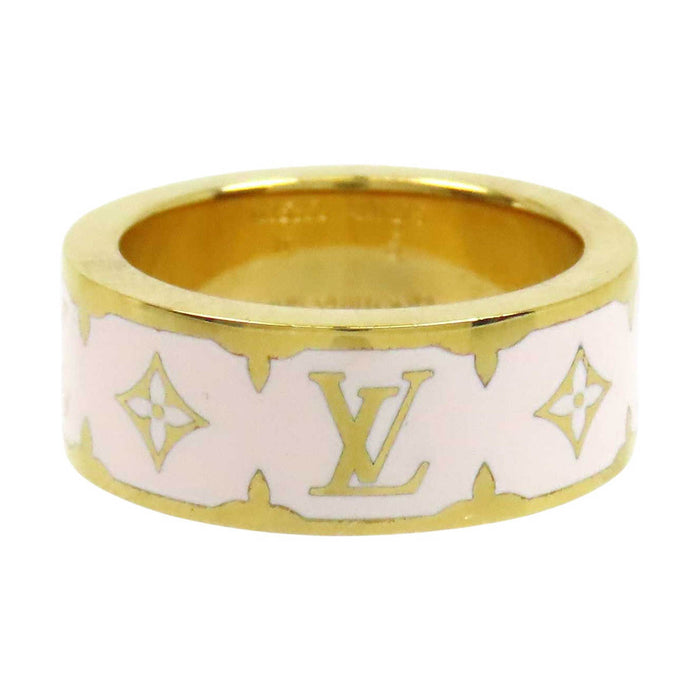 LOUIS VUITTON 
LV ブロン ゴールドカラーメタル 
リング ナノ グラム エナメル 
モノグラム