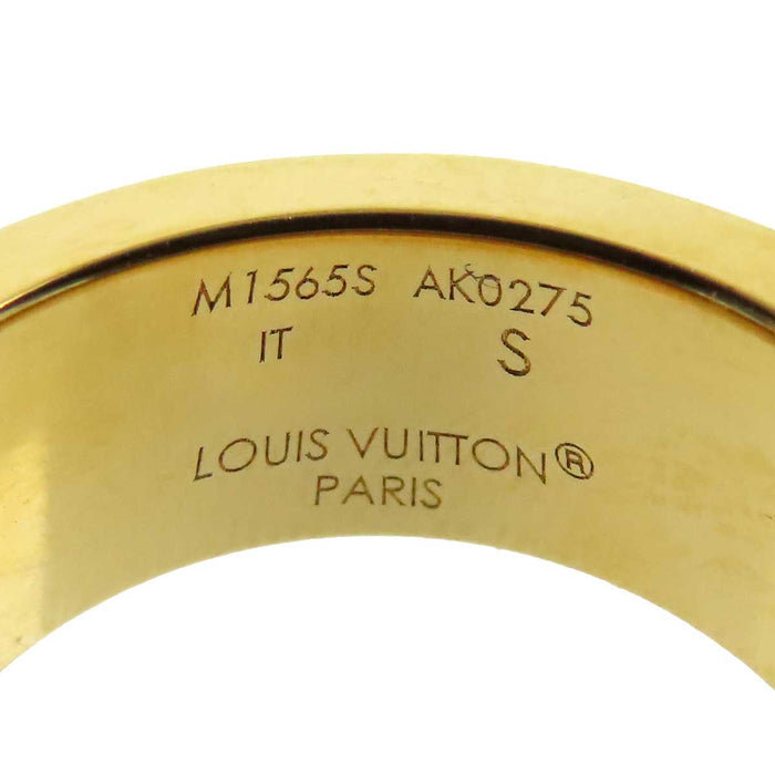 LOUIS VUITTON 
LV ブロン ゴールドカラーメタル 
リング ナノ グラム エナメル 
モノグラム