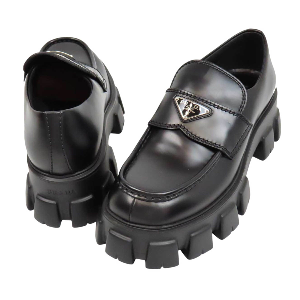 PRADA トライアングルロゴ 厚底 モノリス ブラッシュドレザー