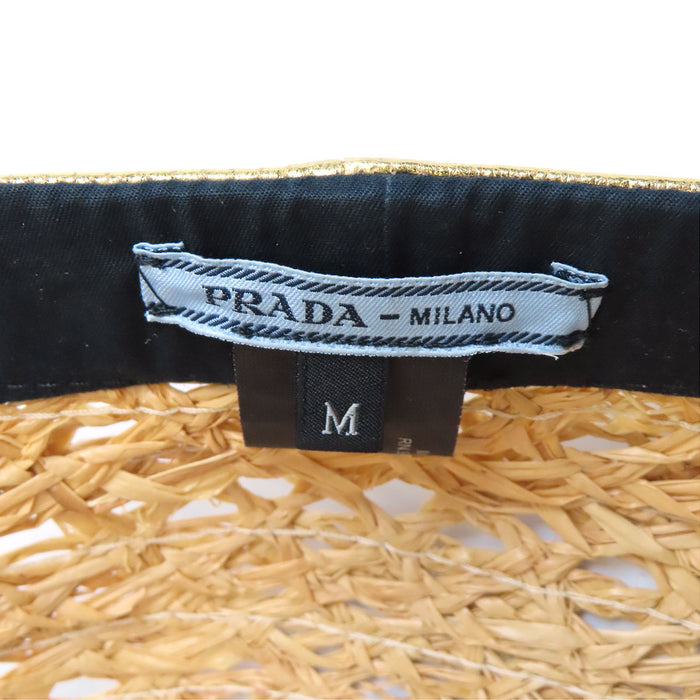 PRADA 
ナッパレザー 
トライアングルロゴ ラフィア バイザー ハット
