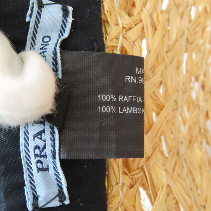 PRADA 
ナッパレザー 
トライアングルロゴ ラフィア バイザー ハット