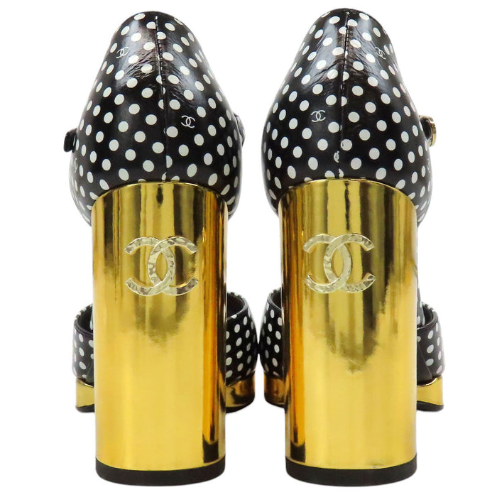 CHANEL 
COCO CC ロゴ ドット ゴールドカラー 
ココマーク アンクルストラップ サンダル