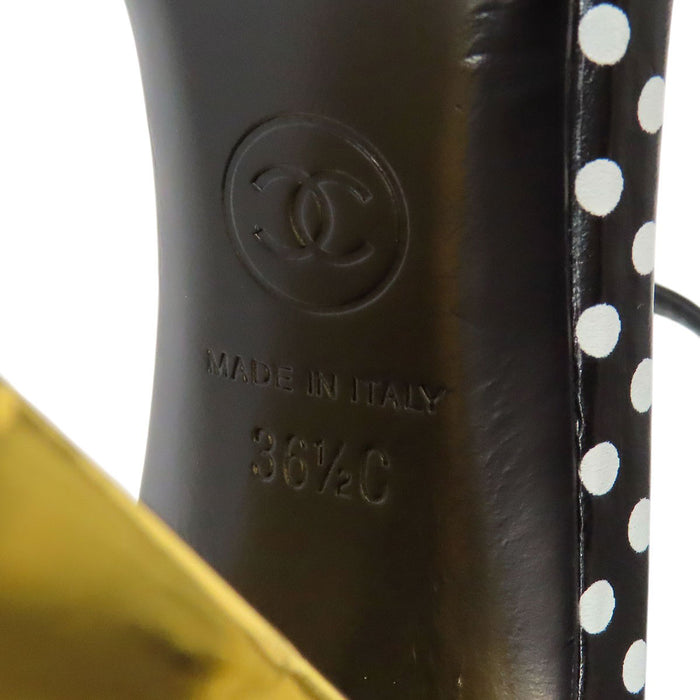 CHANEL 
COCO CC ロゴ ドット ゴールドカラー 
ココマーク アンクルストラップ サンダル