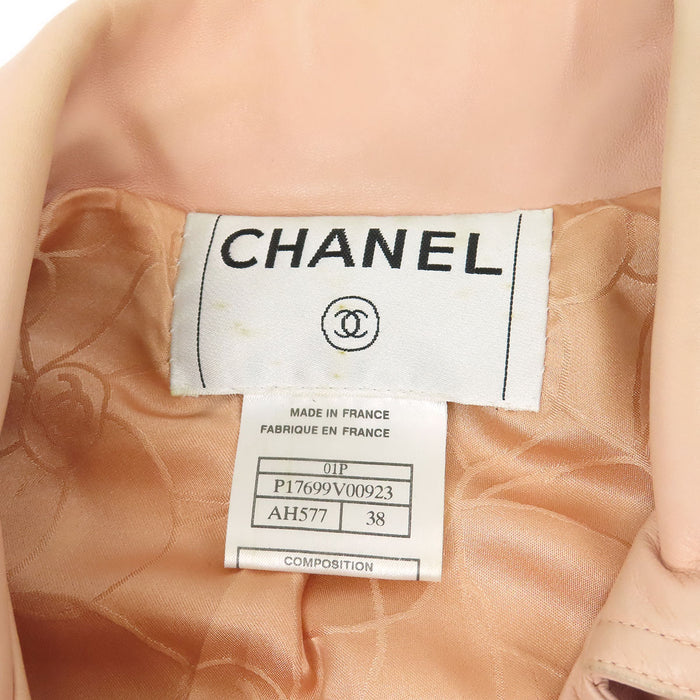 CHANEL 
COCO CC ココボタン レザー ラムスキン 01P 
ココマーク ライダースジャケット