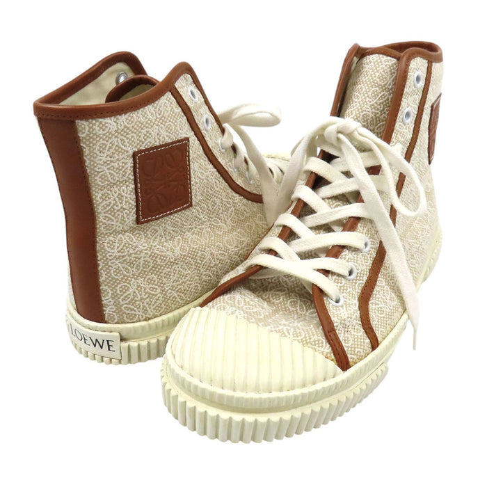 LOEWE 
Baskets montantes à lacets en toile à motif intégral avec patch logo en cuir 
Monogramme