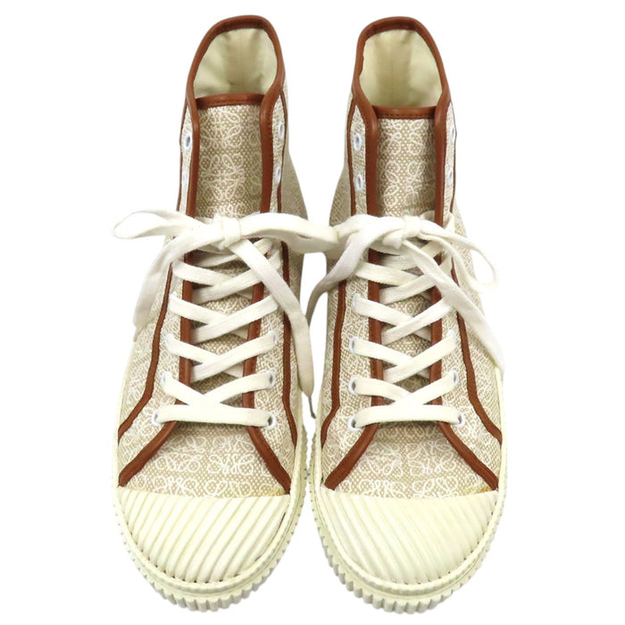 LOEWE 
Baskets montantes à lacets en toile à motif intégral avec patch logo en cuir 
Monogramme