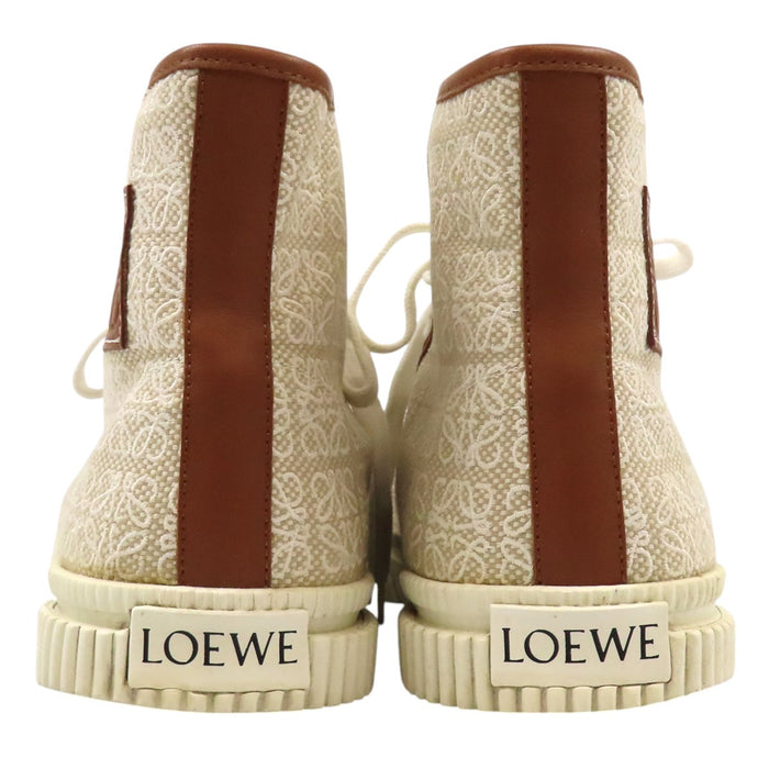 LOEWE 
Baskets montantes à lacets en toile à motif intégral avec patch logo en cuir 
Monogramme