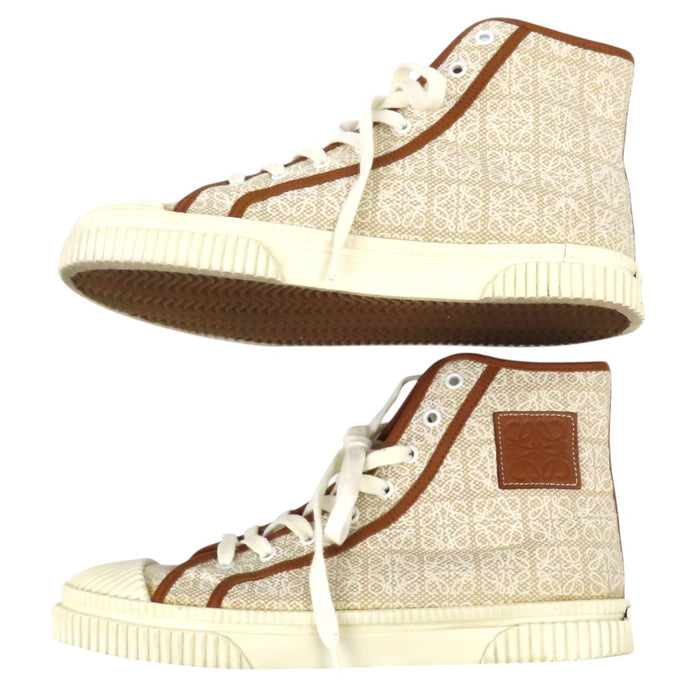 LOEWE 
Baskets montantes à lacets en toile à motif intégral avec patch logo en cuir 
Monogramme