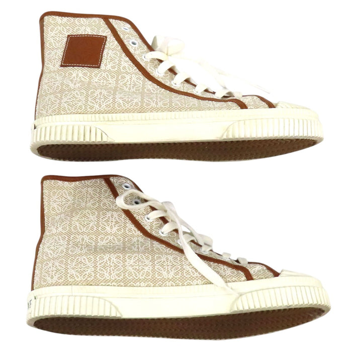 LOEWE 
Baskets montantes à lacets en toile à motif intégral avec patch logo en cuir 
Monogramme