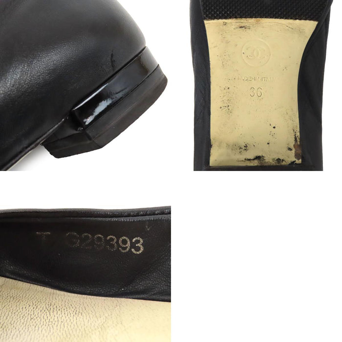 CHANEL 
COCO CC ロゴ レザー ラウンドトゥ 
ココマーク マトラッセ バレエシューズ