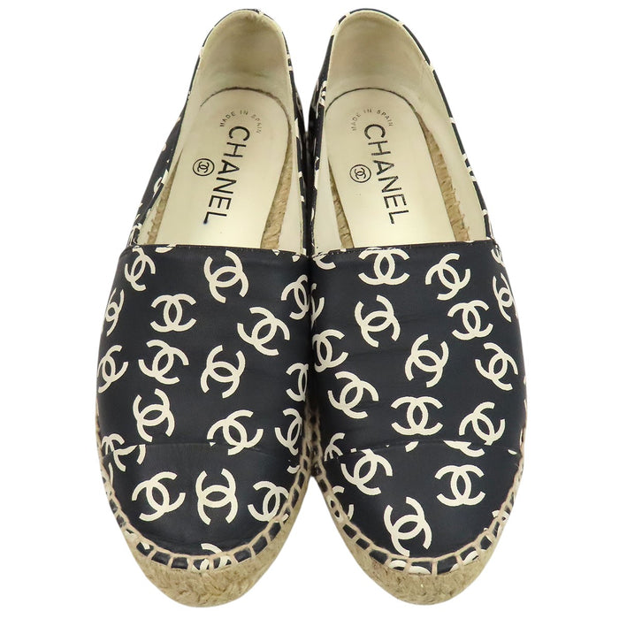 CHANEL 
COCO CC ロゴ 総柄 レザー 
ココマーク エスパドリーユ スリッポン