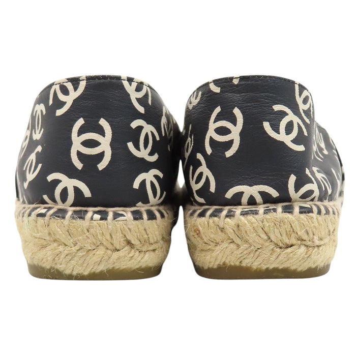 CHANEL 
COCO CC ロゴ 総柄 レザー 
ココマーク エスパドリーユ スリッポン