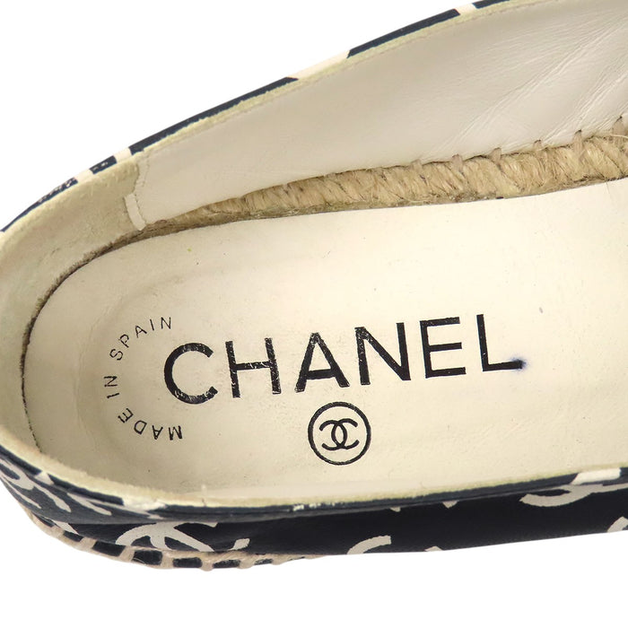 CHANEL 
COCO CC ロゴ 総柄 レザー 
ココマーク エスパドリーユ スリッポン