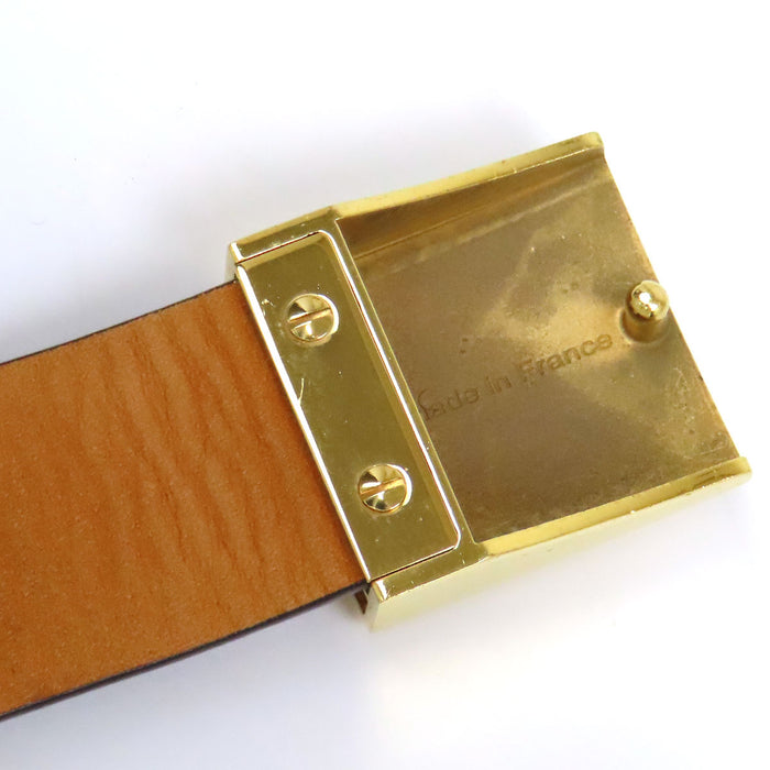 LOUIS VUITTON 
LV ロゴ レザー ゴールドカラーメタル 30MM 
ダミエ キャレ ベルト