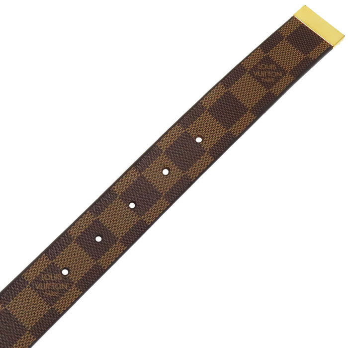 LOUIS VUITTON 
LV ロゴ レザー ゴールドカラーメタル 30MM 
ダミエ キャレ ベルト