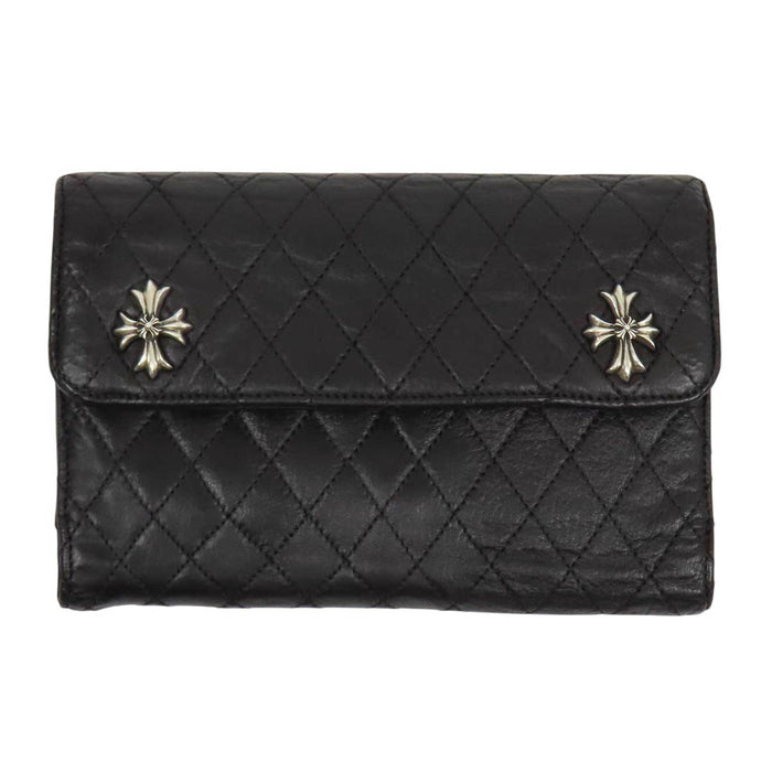 CHROME HEARTS 
CHプラス スクロールラベル ダガー 
WAVE4 QLT 3SNP #4ウェーブキルティング レザー ウォレット