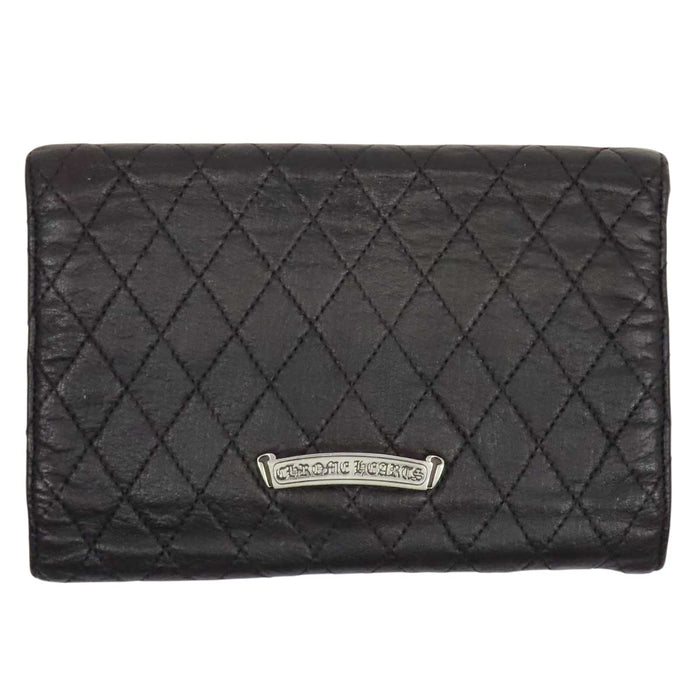 CHROME HEARTS 
CHプラス スクロールラベル ダガー 
WAVE4 QLT 3SNP #4ウェーブキルティング レザー ウォレット