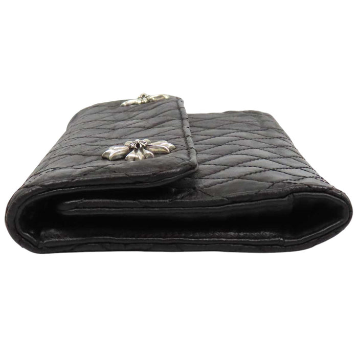 CHROME HEARTS 
CHプラス スクロールラベル ダガー 
WAVE4 QLT 3SNP #4ウェーブキルティング レザー ウォレット