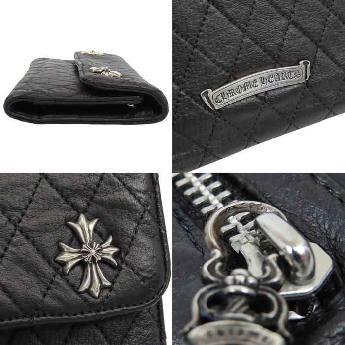 CHROME HEARTS 
CHプラス スクロールラベル ダガー 
WAVE4 QLT 3SNP #4ウェーブキルティング レザー ウォレット
