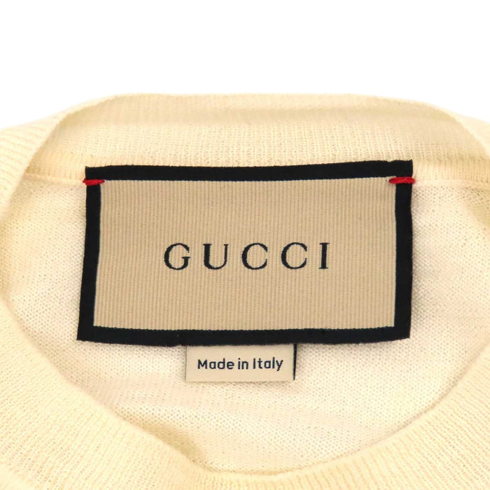 GUCCI 
ロゴボタン ウール混 シルク混 
GG ロゴ パフスリーブ ニット