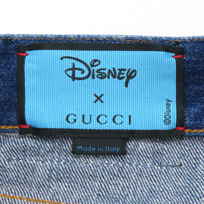GUCCI 
Disney DONALD DUCK ドナルドダック ロゴ レザー パッチ 刺繍 ワッペン 
ディズニー コラボ デニム ショートパンツ