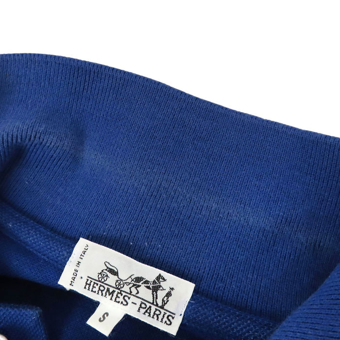 HERMES 
ヴィンテージ 刺繍 コットン 
デュック 半袖 ポロシャツ