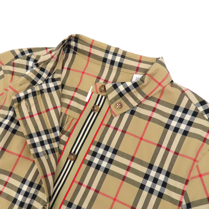 BURBERRY 
総柄 ロゴボタン コットン ベルト付き 
ノバチェック ワンピース