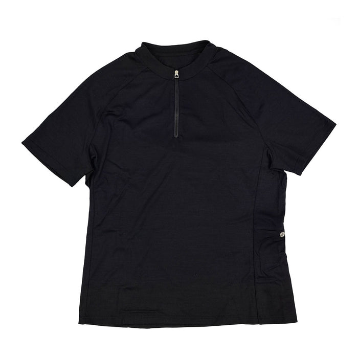 HERMES 
H アッシュ ロゴ ハーフジップ クルーネック ウール 
セリエ 半袖 Tシャツ